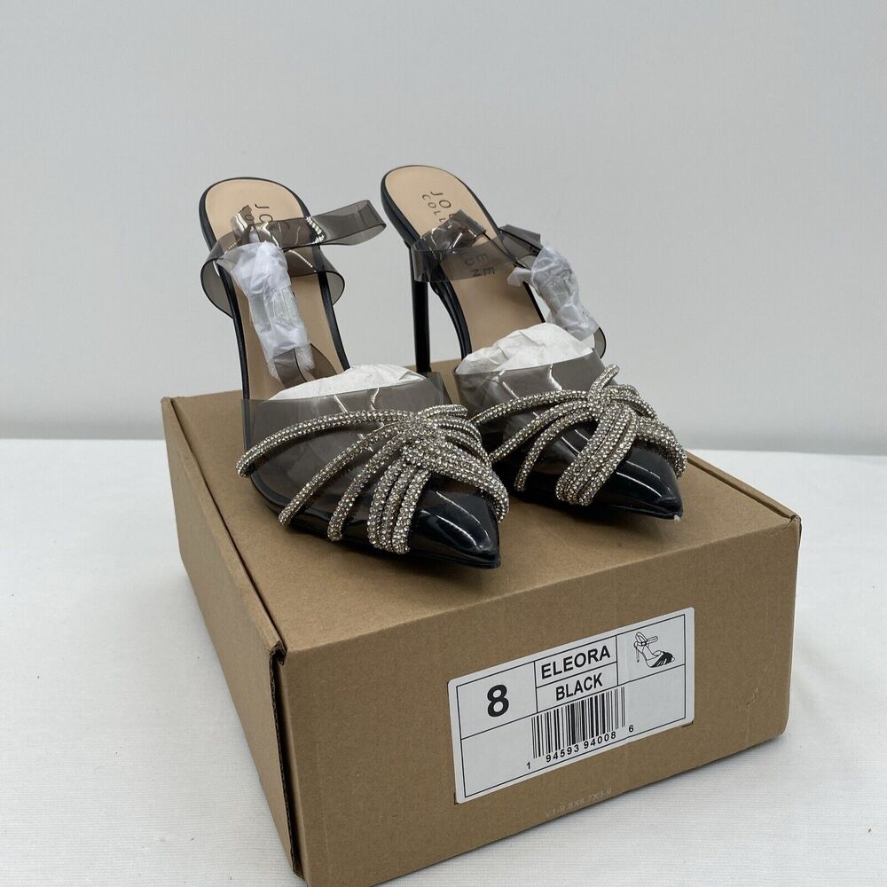 NEW Journee Collections Eleora Crystal Black Heels Size 8